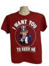 Fruit of the Loom Vintage Red Graphic T-Shirt Large Uncle Sam Novelty Be... - $19.79