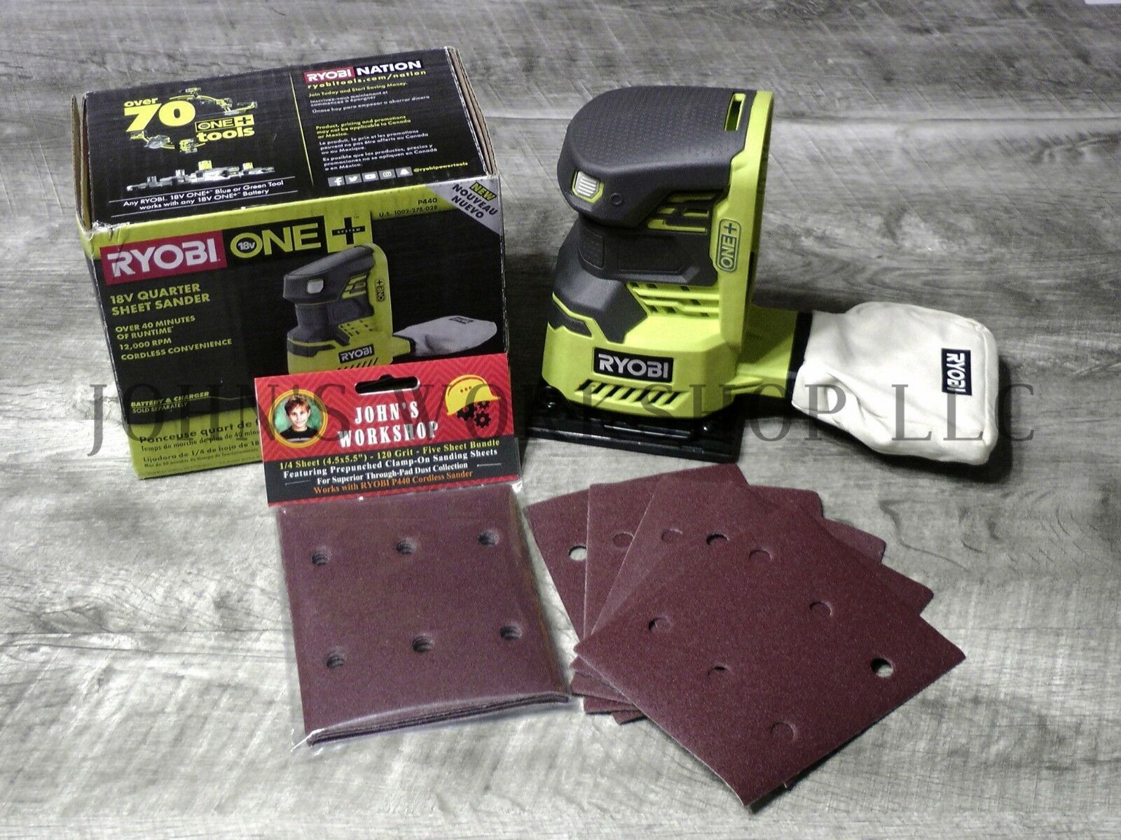 5 Sandpaper Bundle No-Slip 1200 Grit RYOBI P440-1/4 Sheet