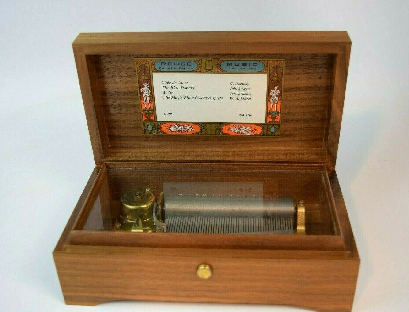 Vintage Reuge Sainte Croix Music Box Switzerland 4 Song 50 Note 45031 ...