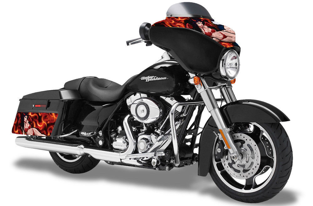 Saddlebags + Cowl Graphics Kit Decal Wrap For HarleyDavidson Street