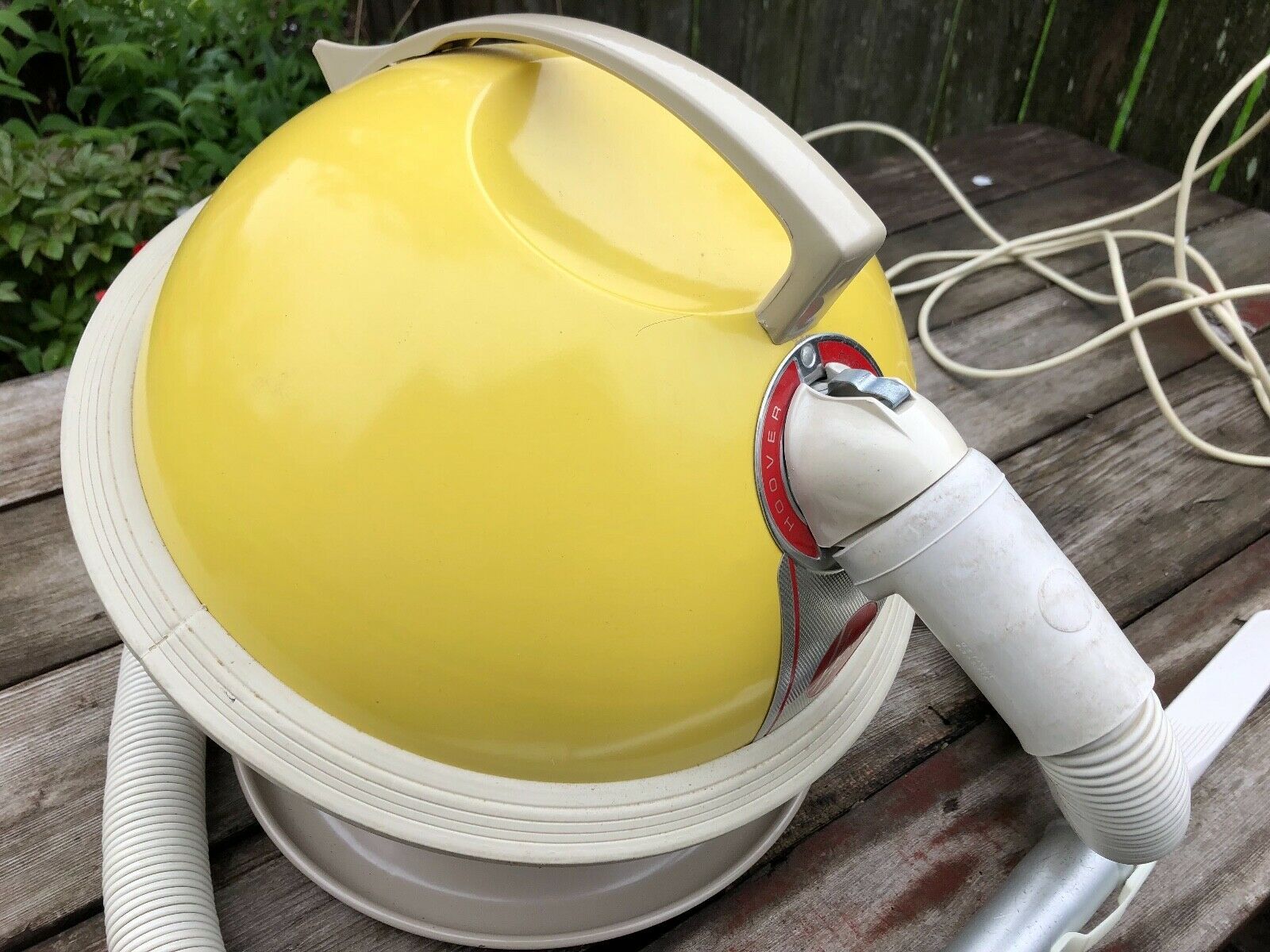 Vintage Mid Century Hoover Constellation Yellow Round Vacuum Model 843