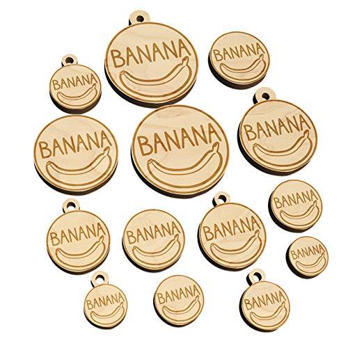 Banana Text with Image Flavor Scent Mini Wood Shape Charms Jewelry DIY Craft - 2