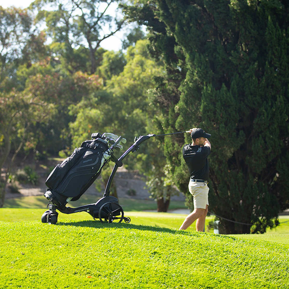 MGI Zip Navigator AT All Terrain Electric Golf Cart Bundle Golf Clubs