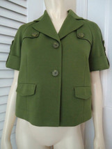 Ann Taylor Loft Sz 2 Blazer Retro Stretch Knit Lined Olive Green Mod Chic - $44.55