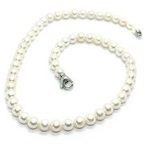 18K WHITE GOLD 7/7.5 mm ROUND WHITE FRESHWATER HIGH QUALITY PEARLS NECKLACE image 1