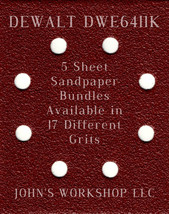 DEWALT DWE6411K - 1/4 Sheet - 17 Grits - No-Slip - 5 Sandpaper Bulk Bundles - $7.49