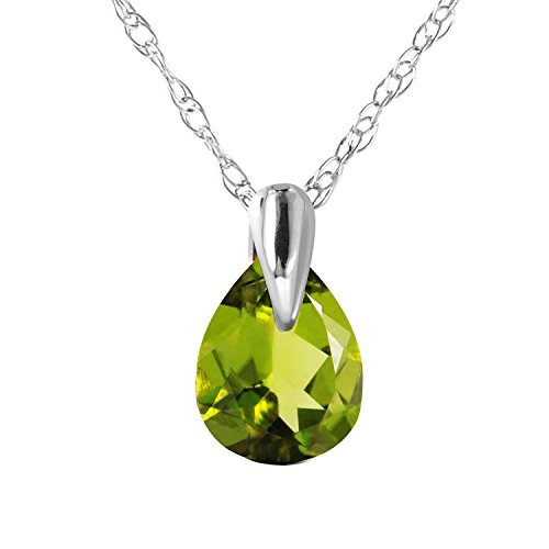 Galaxy Gold GG 0.68 Carat 14k14 Solid White Gold Necklace with Natural Peridot