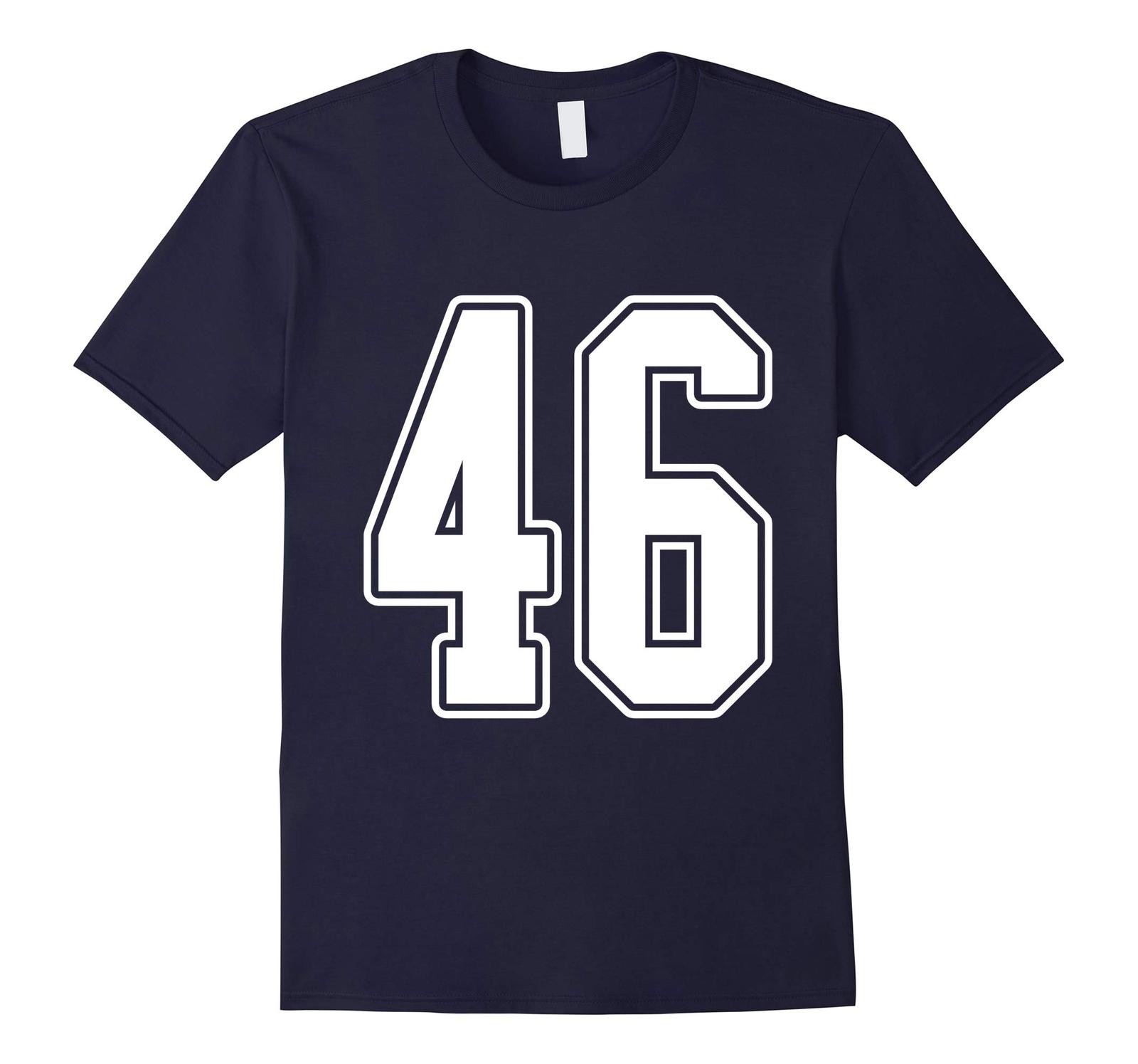 New Tee - #46 White Outline Number 46 Sports Fan Jersey Style T-Tee Men ...