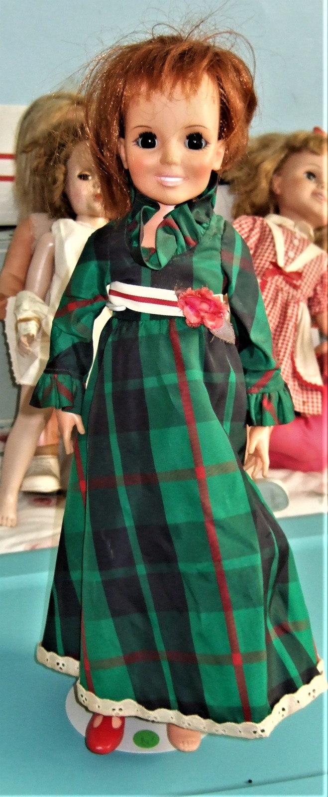 1970's Ideal Crissy Doll Plaid Maxi Dress 