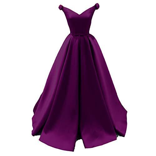 Plus Size Off The Shoulder V Neck Long Formal Prom Evening Dress Purple US 18W