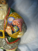 Vaillancourt Folk Art Santa with Pink Elephant Toy in Sack Signed  image 5