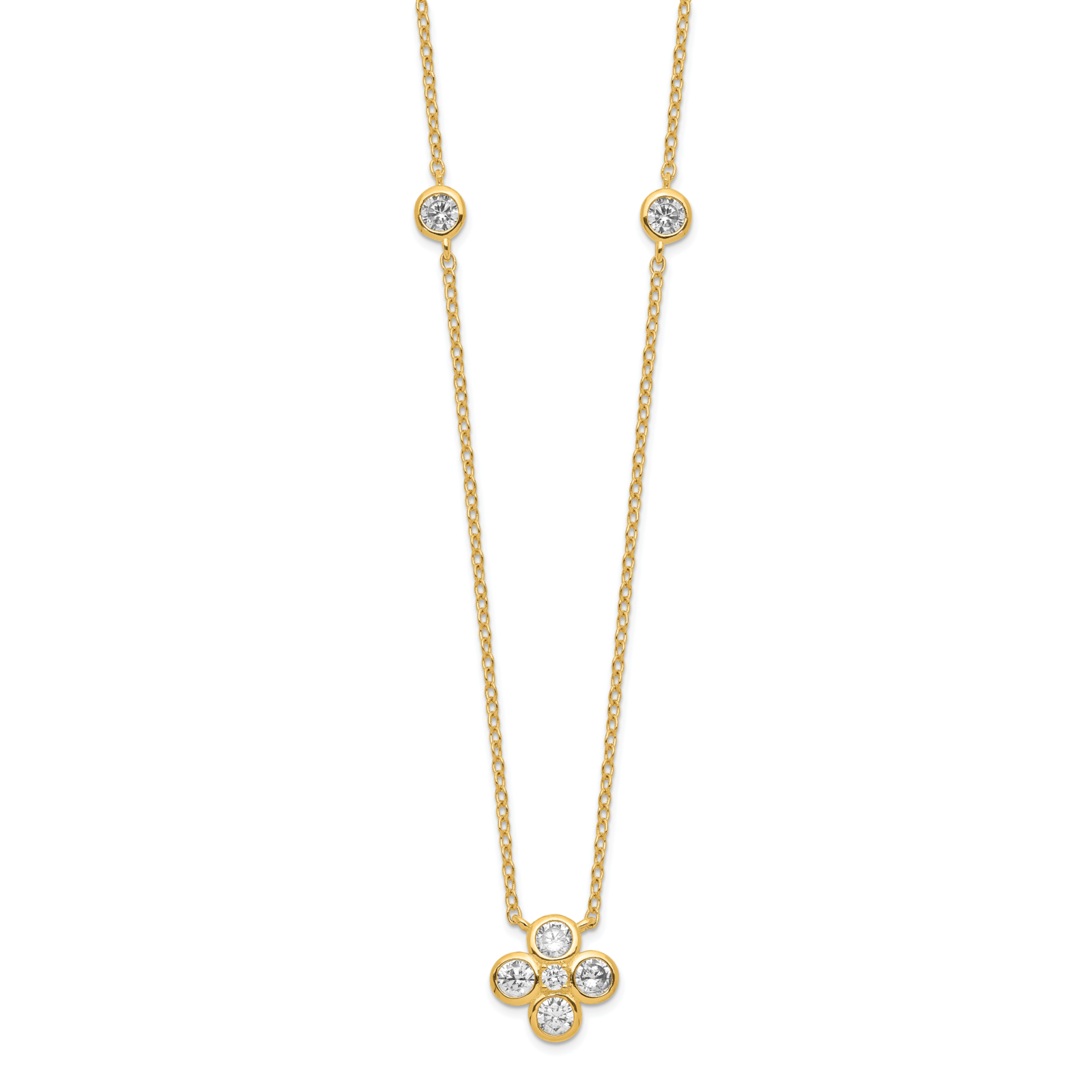 Sterling Silver Goldplated Polished CZ w/ 2in ext. Necklace Fine Necklaces & Pendants Sterling Silver Goldplated Polished CZ w/ 2in ext. Necklace Fine Necklaces & Pendants