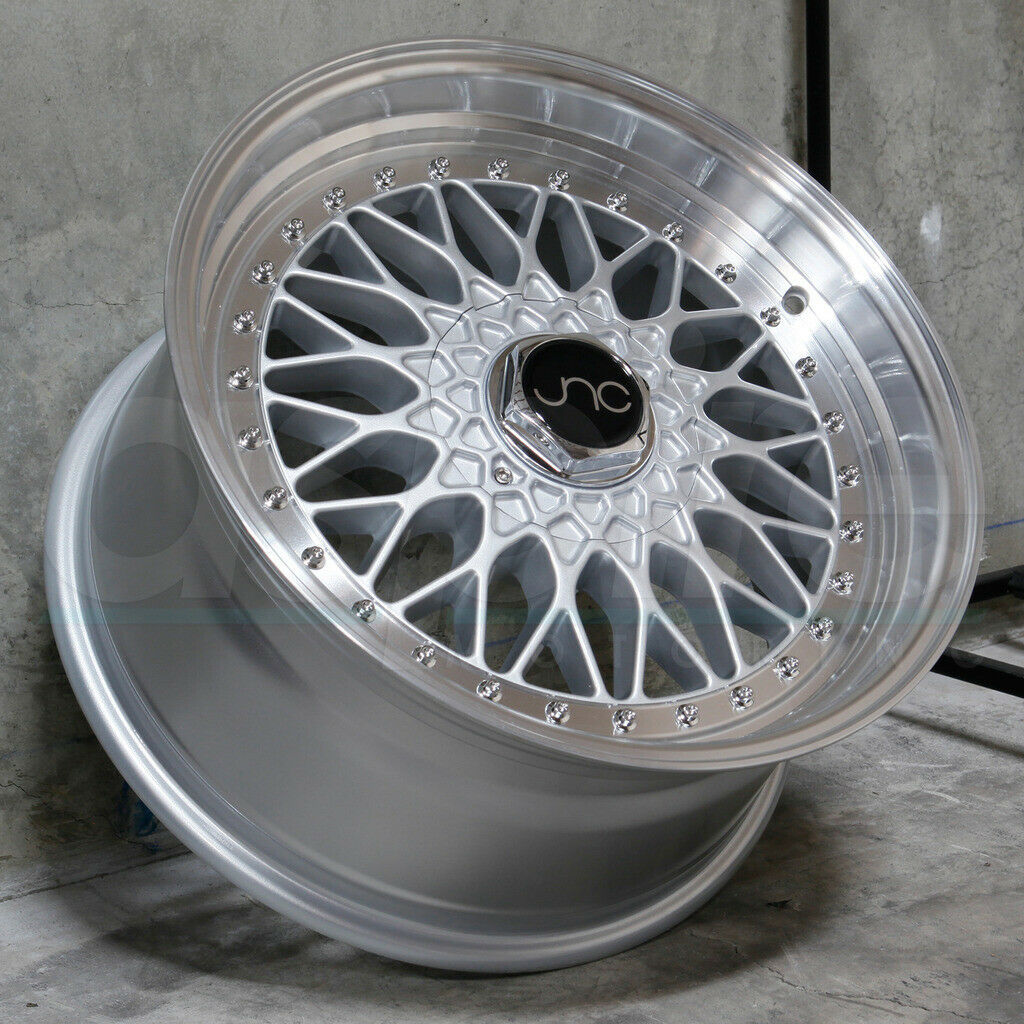 17x10 JNC 004 5x100/5x112 Custom 25 Silver Machine Lip Wheel Rims set(4 ...