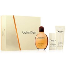 Calvin Klein Obsession Cologne 4.0 Oz Eau De Toilette Spray 3 Pcs Gift Set - $80.94