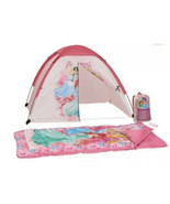 Disney Princess Kids 4 Piece Camping Set with Tent &amp; Sleeping Bag Blanket - $34.99