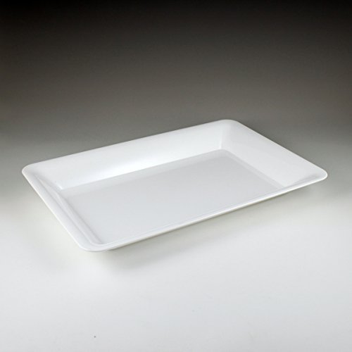 White Plastic Serving Tray, Rectangular 14