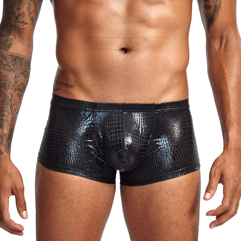 Black snake pattern Men's sexy underwear pouch boxer briefs underpants #PS515