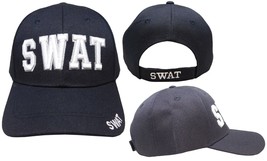 Swat Team Police Force Special Weapons And Tactics Black Embroidered Cap Hat - $44.44