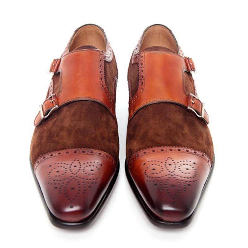 New Handmade Men’s Trendy Pure Leather, Men’s Classy Double Monk Strap Shoes 201