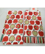 2 SAME PRINTED TERRY TOWELS (15&quot; x 25&quot;) RAWS OF APPLES by AM - $11.87