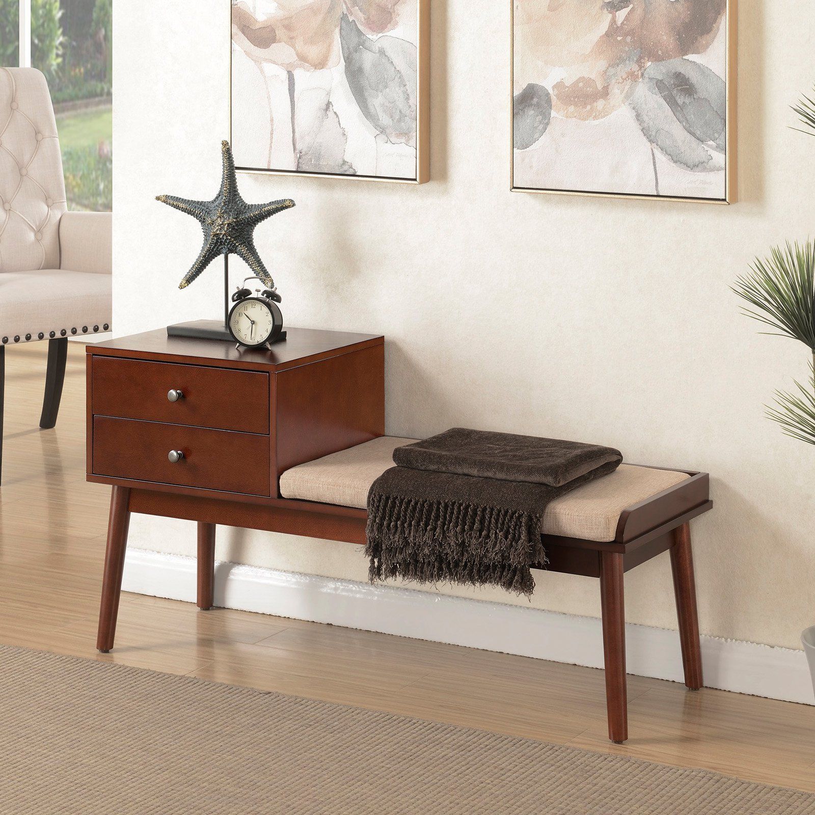 Mid Century Modern Entryway Bench With Storage - Acorn Westelm 