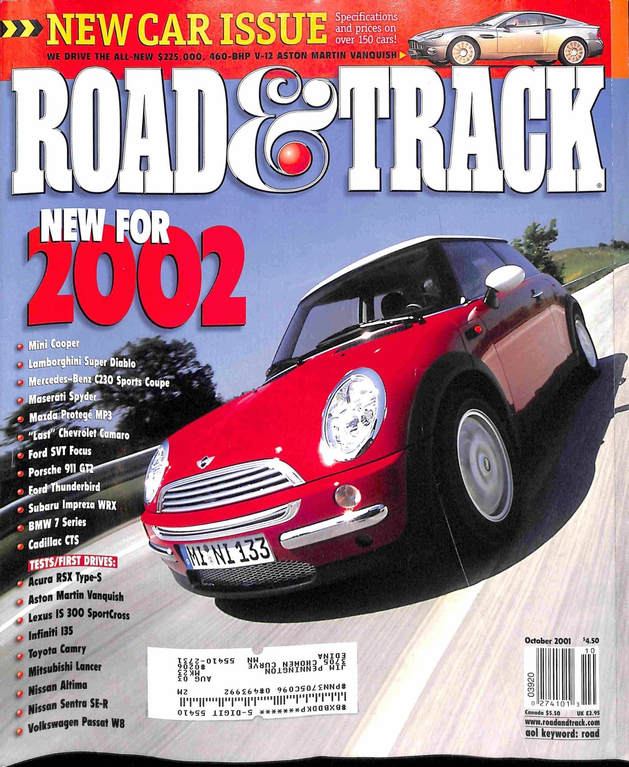 Road and Track, October 2001 Magazine Back Issues