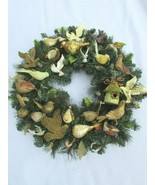Vintage Pastel Bird Christmas Ornament Wreath 23&quot; 30785 Feathers Birds E... - $162.60