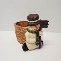 Vintage Snowman Planter, Christmas Plant Pot, Holiday Snow Man with Noel Sign image 9
