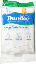 6 burp cloths diapers White 100% COTTON prefolded birdseye weave DUNDEE ... - $24.31