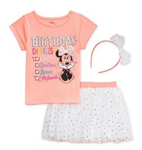 Minnie Mouse Disney 3-Pc. Camisa, Falda & Tiara Conjunto Cumpleaños Ropa Set - $21.74