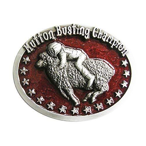 New Vintage Red Enamel Initial Mutton Busting Champion Belt Buckle