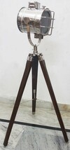 Marine Designer  Search Light  W/ Wooden Tripod Floor Lamp 