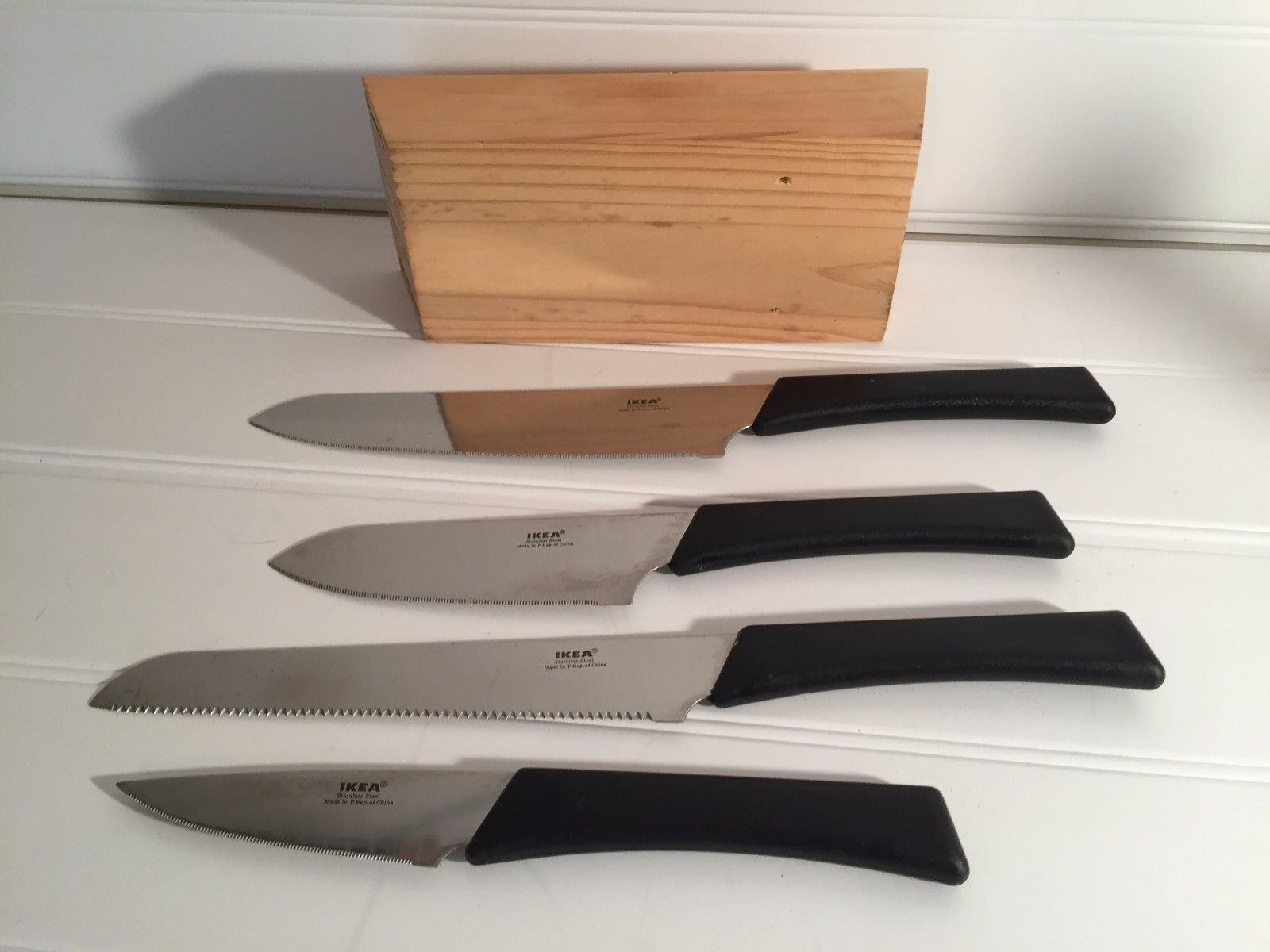 Set 4 Ikea Kitchen Knives Knife Block Wood and 50 similar items