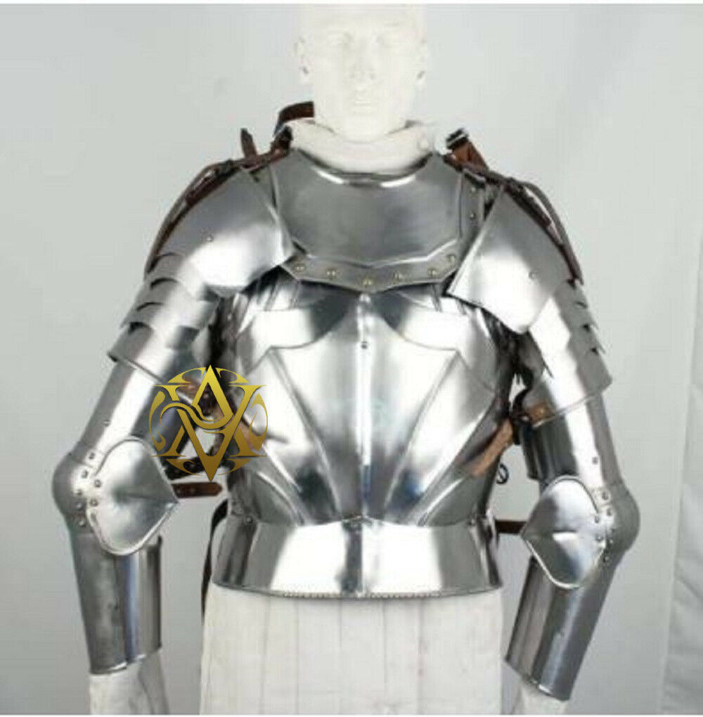 Full Arm Set Armor Medieval Knight Gothic 18 Gauge Reenactment Costume 