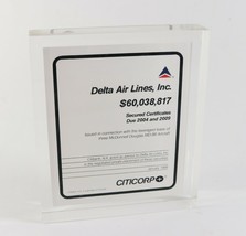 Vintage 1989 Delta Air Lines McDonnell Citicorp Acrylic Lucite Award Tom... - $32.45