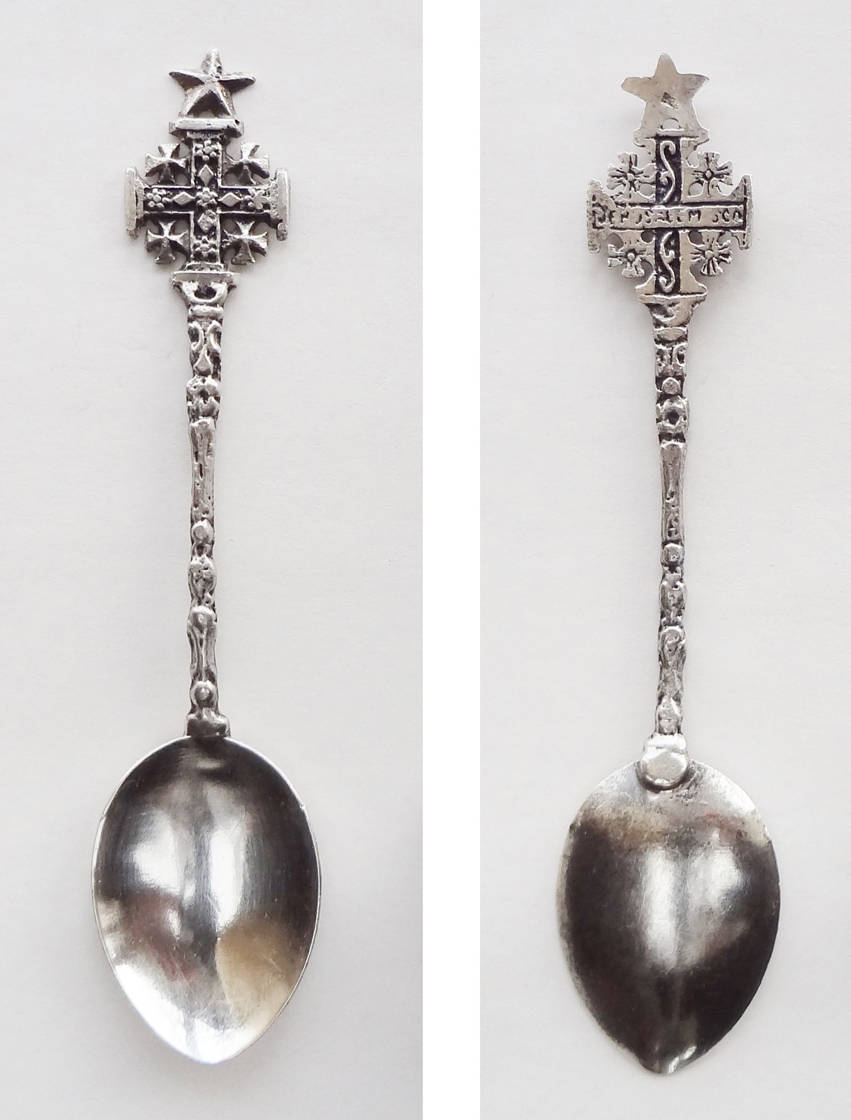 Collector Souvenir Spoon Israel Jerusalem Crusader Cross Star Embossed