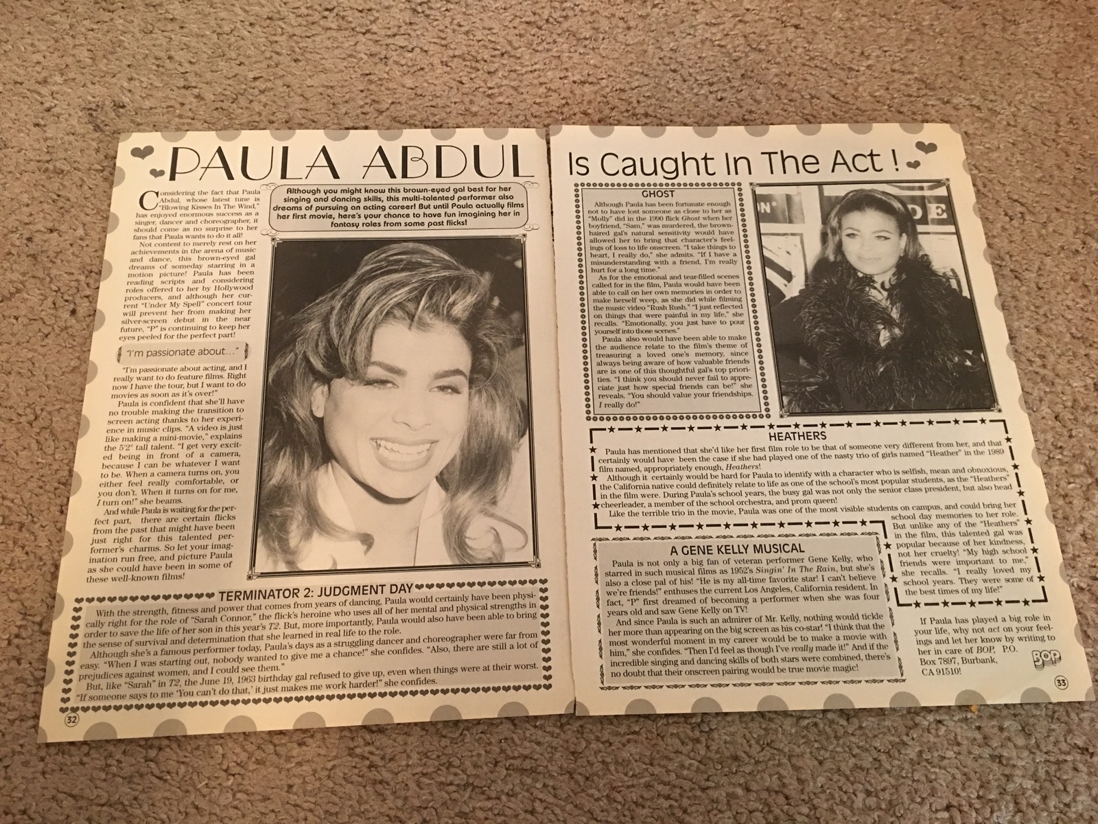 Paula Abdul teen magazine pinup clipping caught in the act Bop - Abdul ...