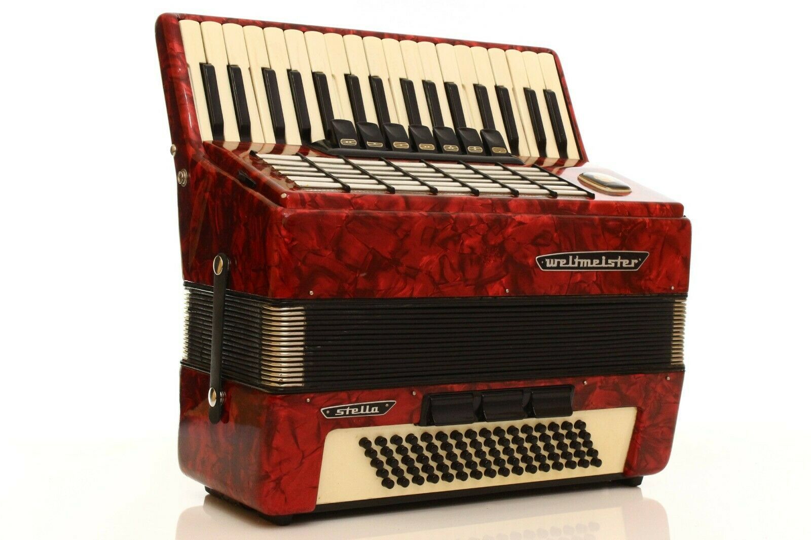 Accordion Weltmeister Stella 80 Bass LMM Akkordeon Fisarmonica Red + Case Accordions