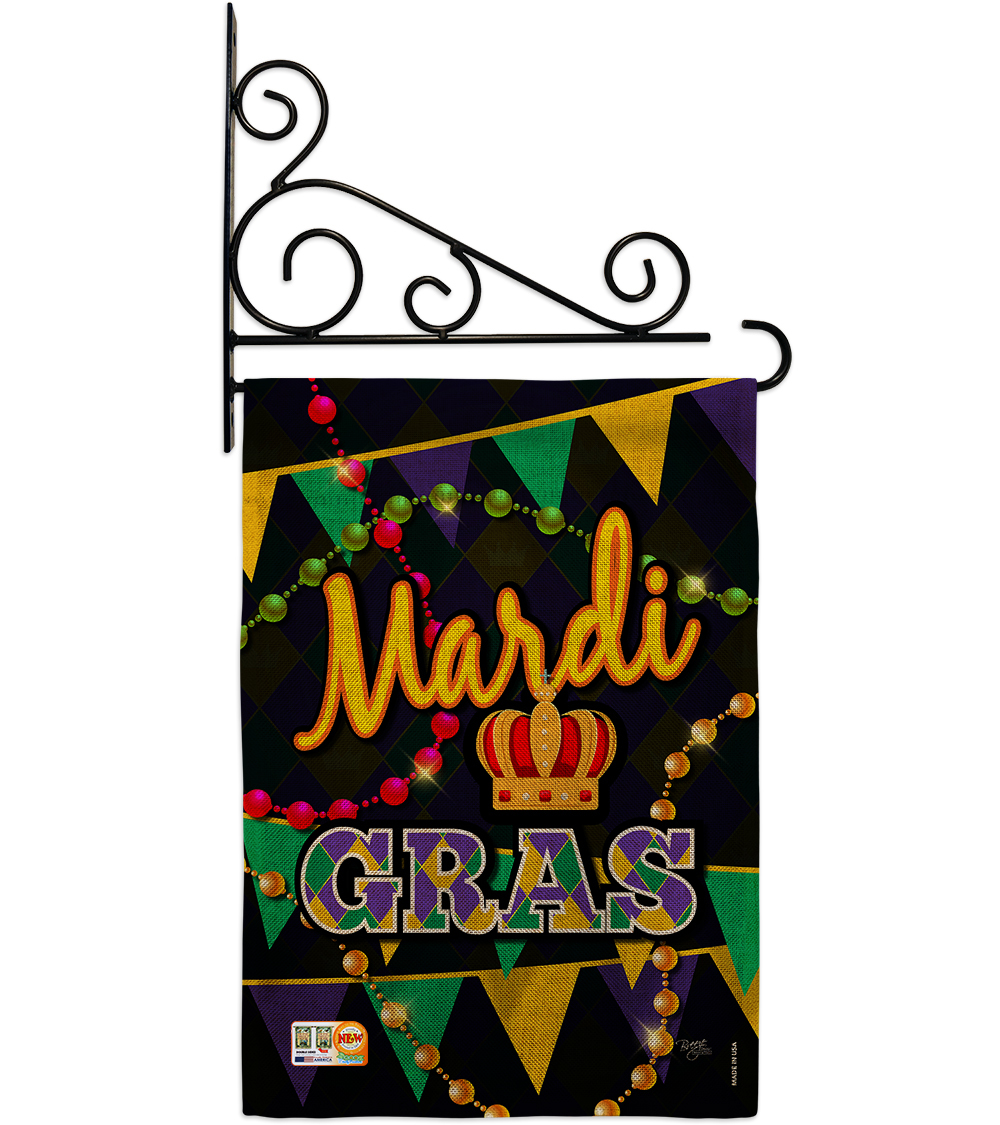 Primary image for Time To Mardi Gras Burlap - Impressions Decorative Metal Fansy Wall Bracket Gard