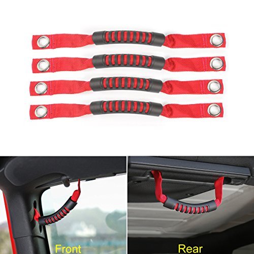 4Pcs Grab Handle Pull With Hole For Jeep Wrangler JK 20072017 Red