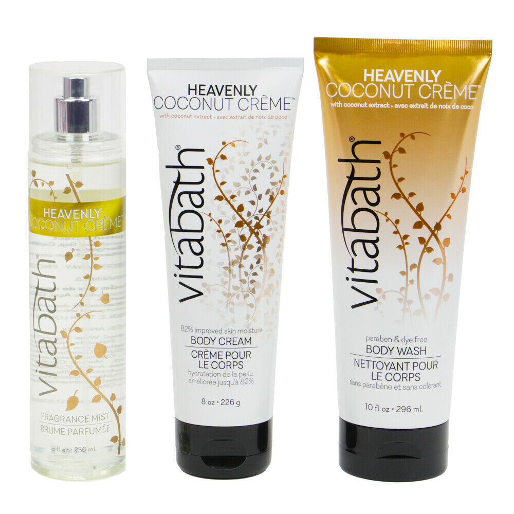 Primary image for Vitabath Heavenly Coconut Creme Body Wash and Body cream Body Spray Gift SET