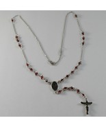 925 SILVER NECKLACE, RED RUBY, VIRGIN MARY MEDAL, CROSS BY ZANCAN MADE I... - $249.00