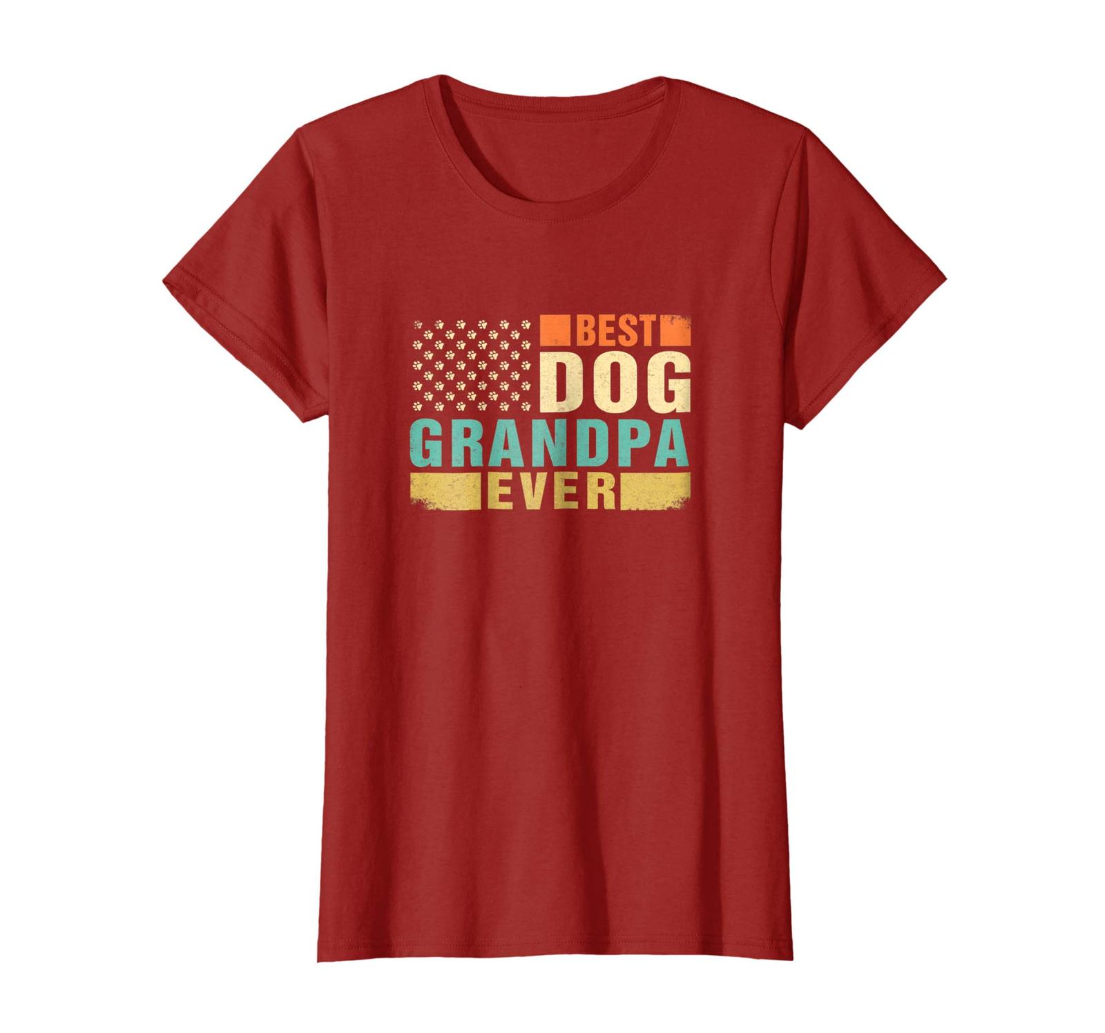 Dog Fashion - Vintage Retro BEST DOG GRANDPA EVER American Flag T-Shirt Wowen