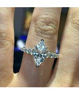 2CT Marquise Cut D/VVS1 Diamond Solitaire Engagement Ring 14K White Gold... - $108.89