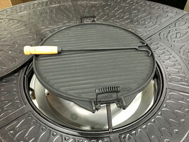 Propane fire pit table 7 pc Nassau patio dining set outdoor aluminum grills.  image 6