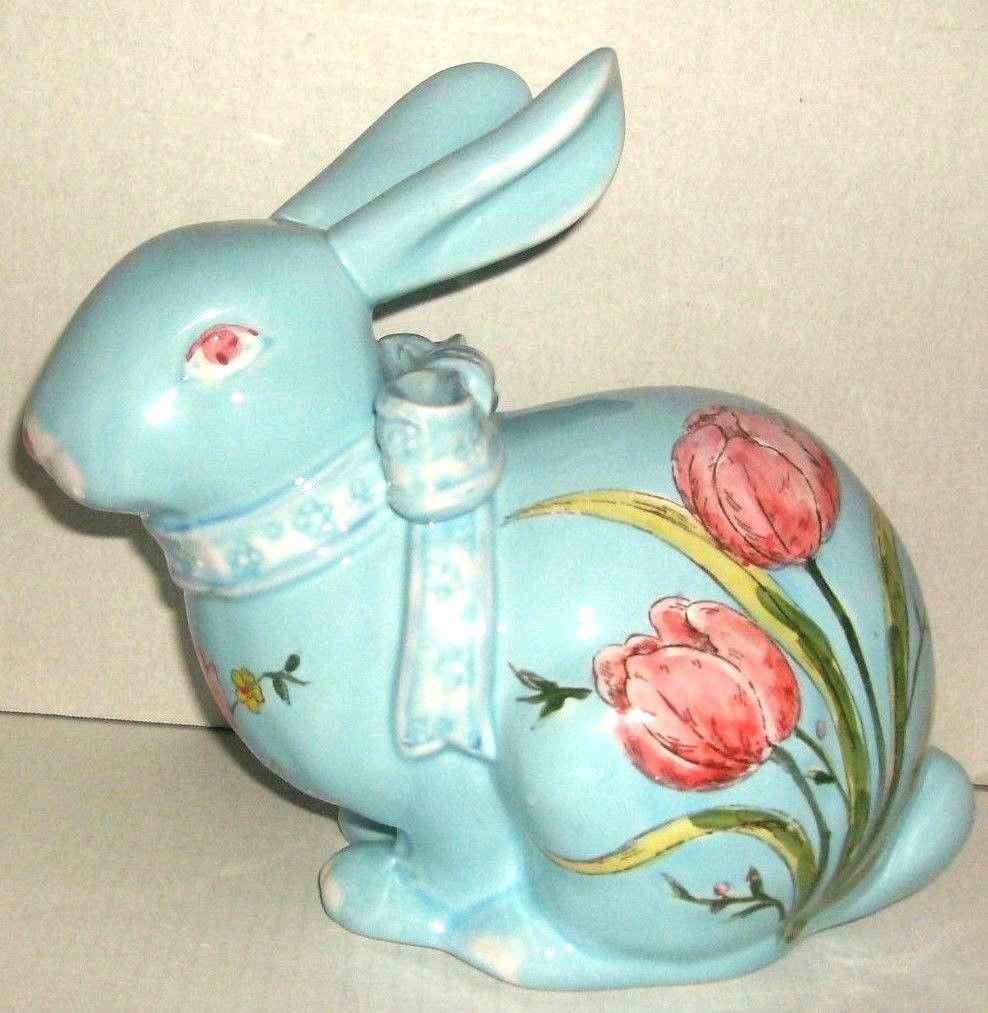 Primary image for BLUE HAND PAINTED CERAMIC BUNNY