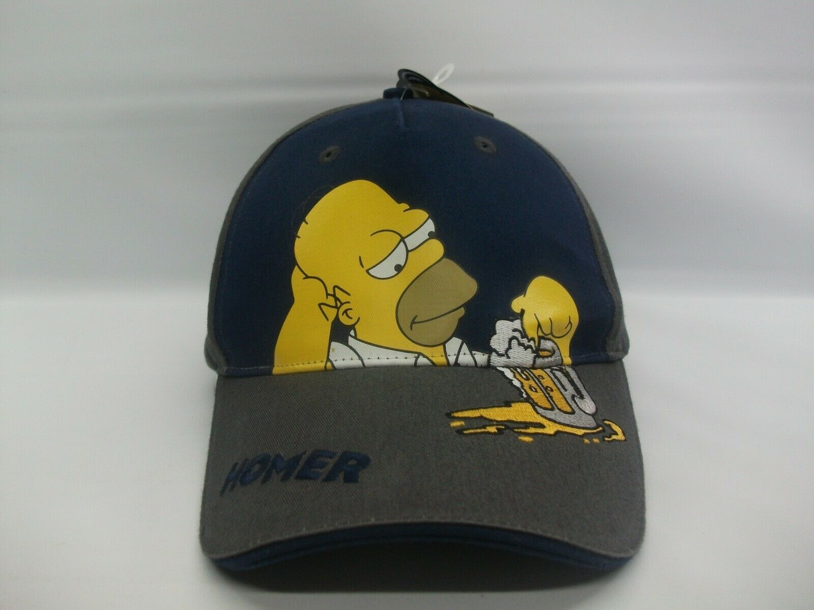 Homer Simpson Beer The Simpsons Hat Blue Gray Hook Loop Baseball Cap w ...