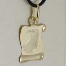 18K YELLOW GOLD ZODIAC SIGN MEDAL CAPRICORN PARCHMENT ENGRAVABLE MADE IN ITALY image 2
