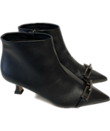 Ankle Boot Ninalilou Love Black Leather Heel 2in With Buckle 322652 - $445.94