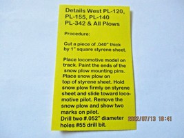 Details West # PL-234 Snow Plow Tall Profile UP, C&NW HO-Scale image 2